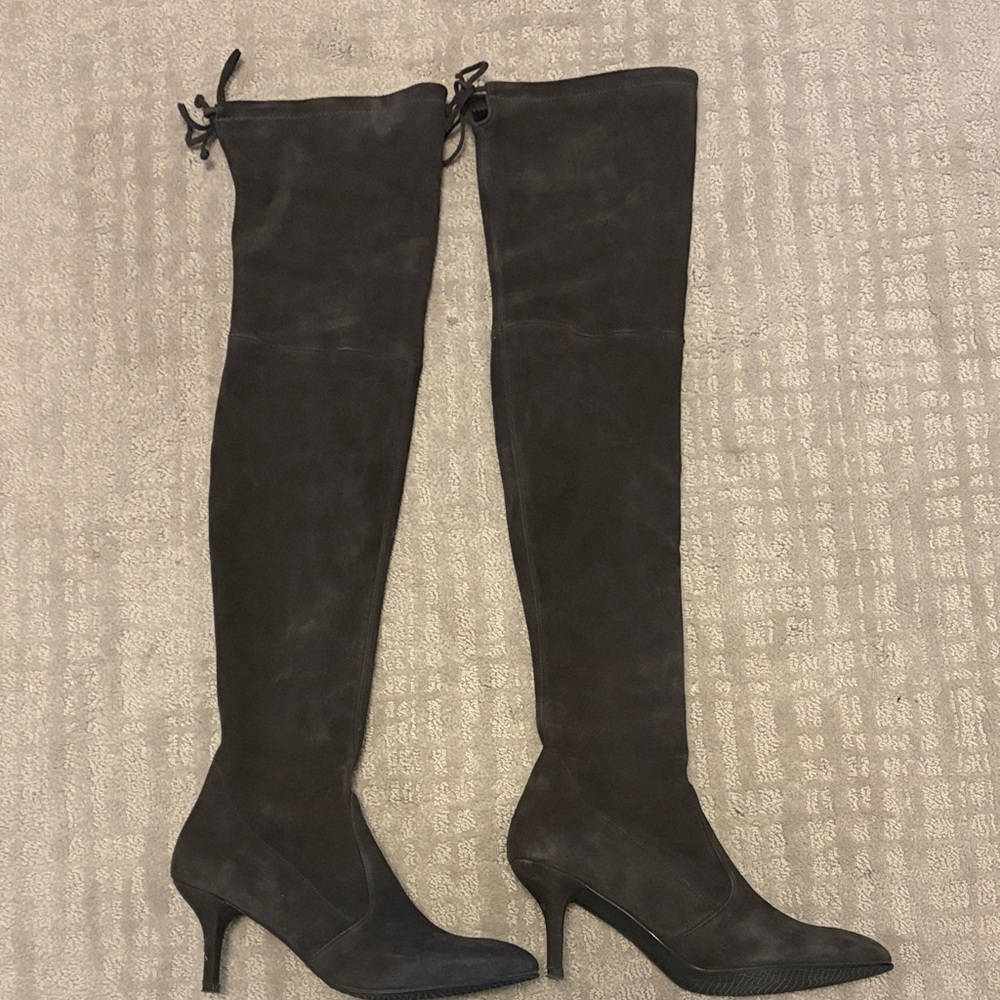 Stuart Weitzman Charcoal Grey Over-the-Knee Boots